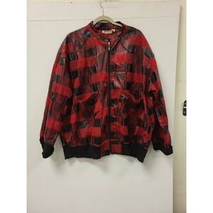 Gold‎ Flava Jacket Super Plus 26 Red Black Plaid Bomber Polyester Blend Coat